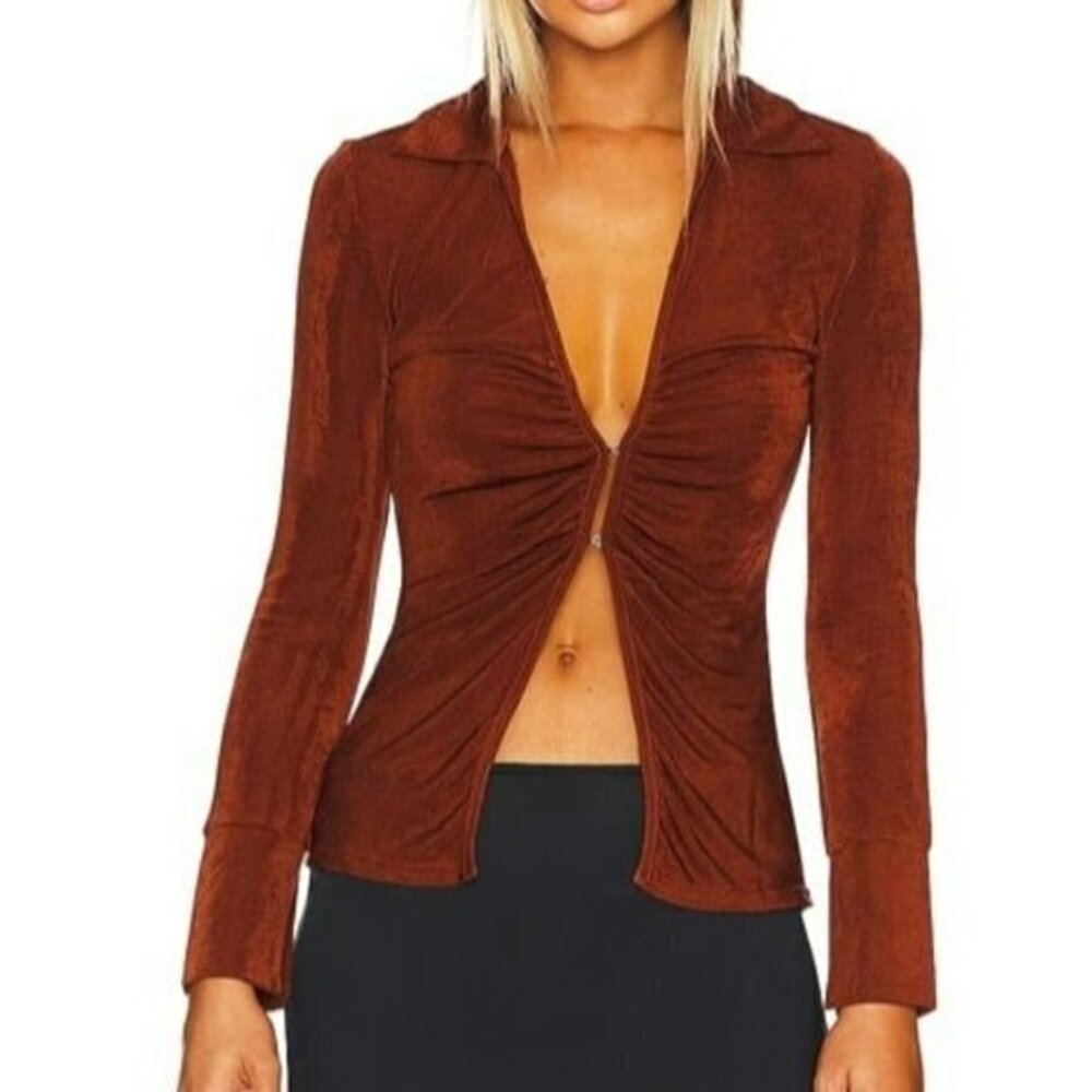 MORE TO COME Rayne Ruched Top - Brown